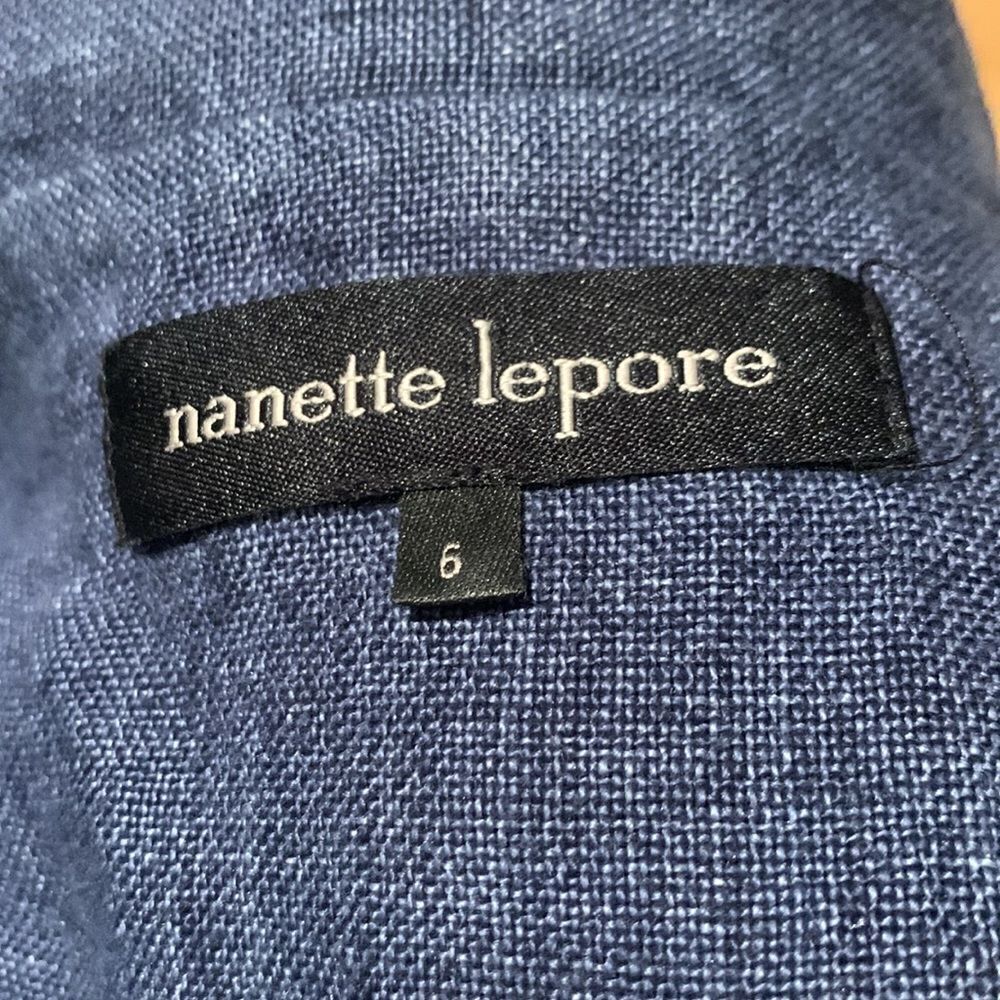 🎉🎊HOST PICK🎊🎉 Nanette Lepore navy 100% linen drawstring waist jacket, sz 6 - Picture 9 of 11